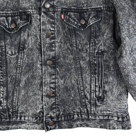 Vintage Levi's Black Acid Wash 80s 90s Perfect Fade Flannel Lined Large - Picture 5 of 9